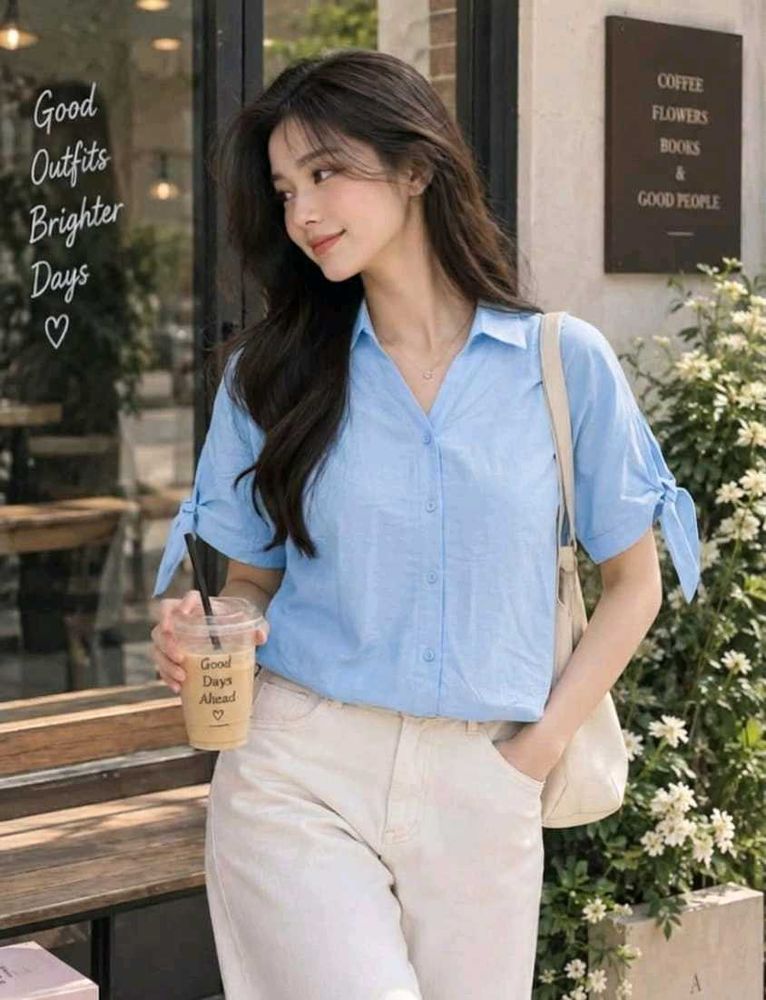 New with tag Cute Light Blue Button-Up Top
