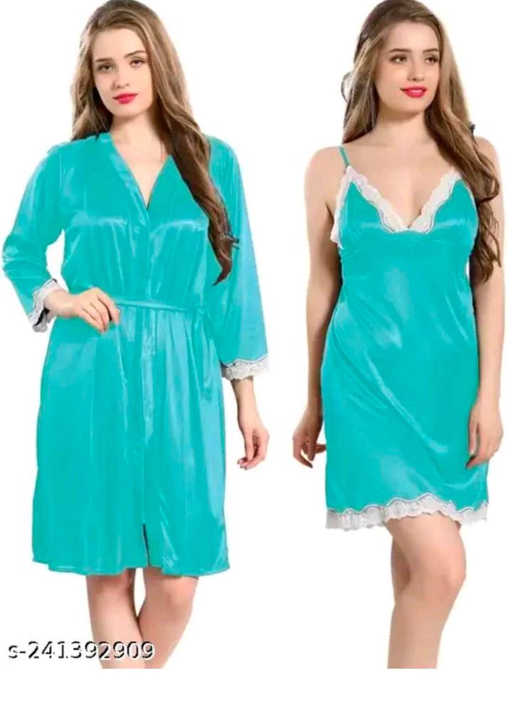 Elegant Aqua Satin Lingerie Set