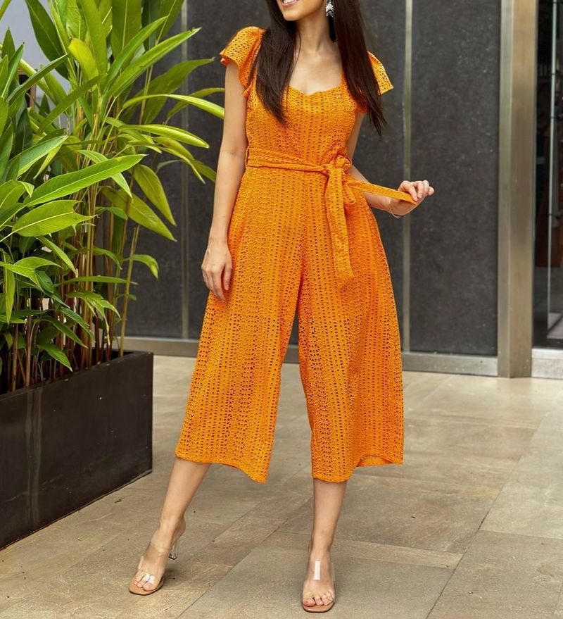 Broderie Puff Sleeve Jumpsuit