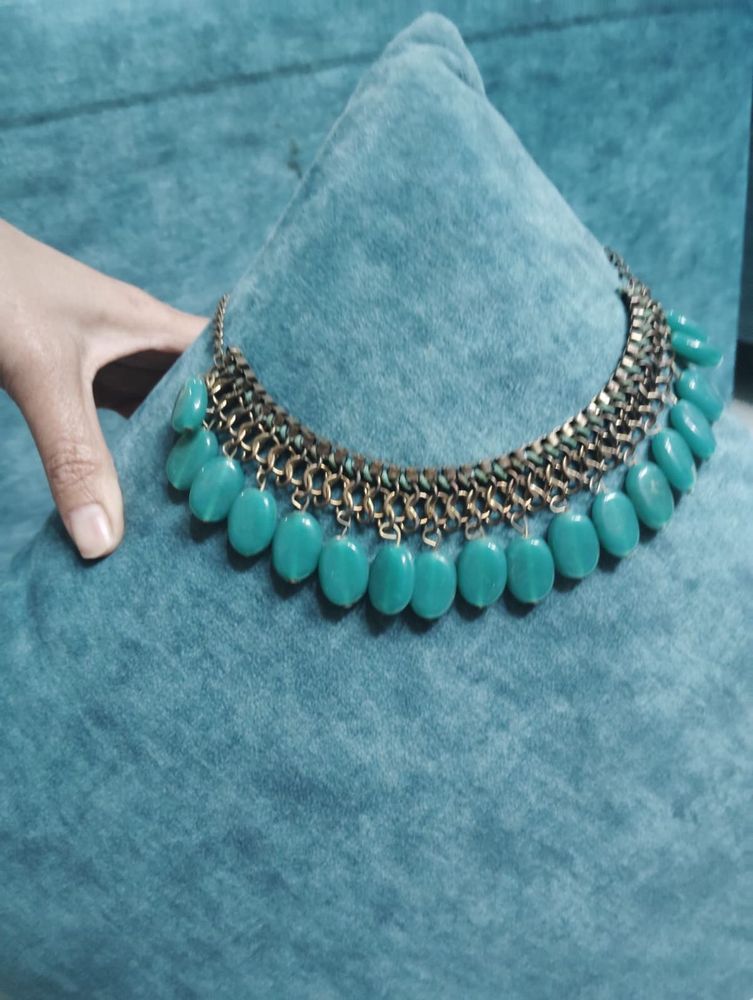 Set of 2 Statement Necklace with Turquoise Beads