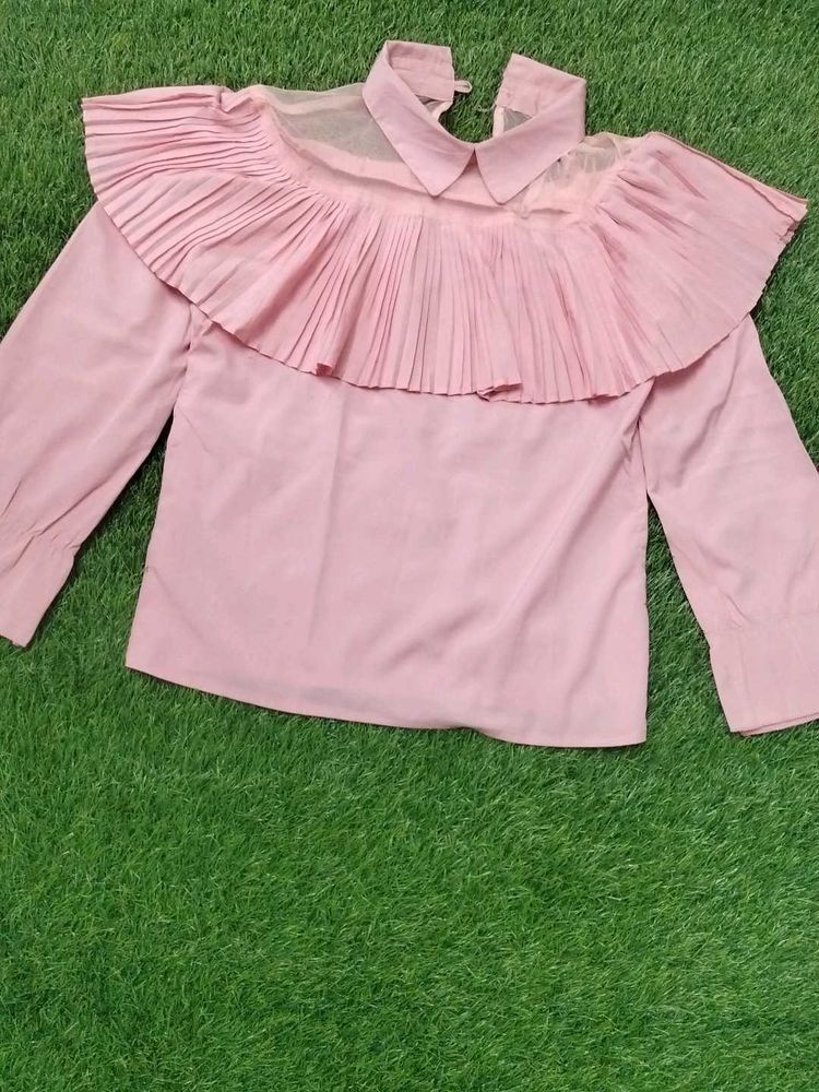 Pleated Ruffle Blouse