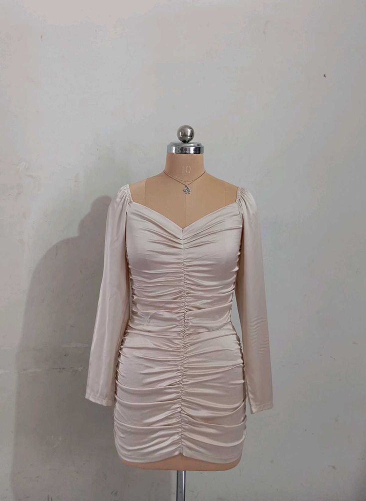 Ruched Long Sleeve Mini Dress