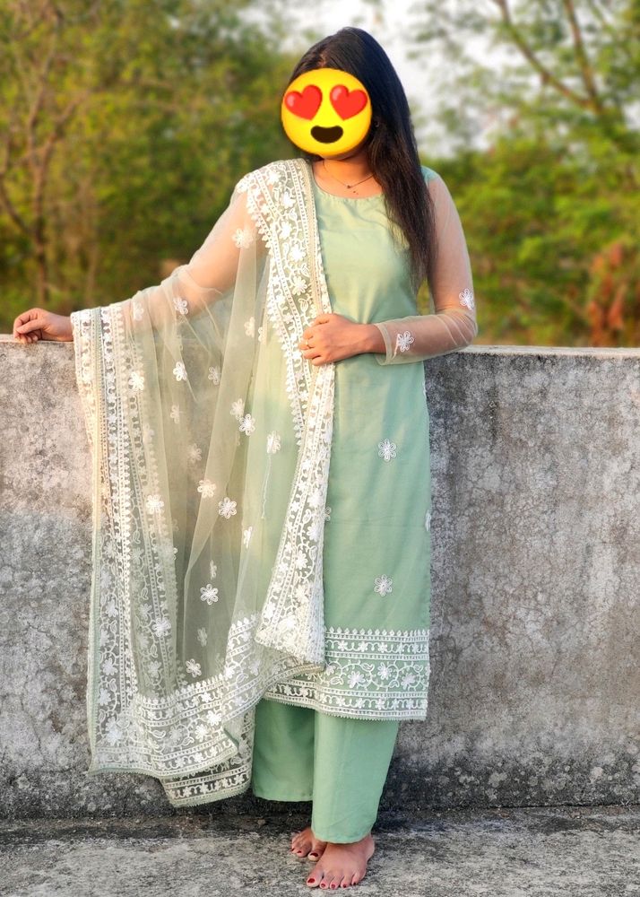 Full Embroidered Kurta , Palazo And Dupatta