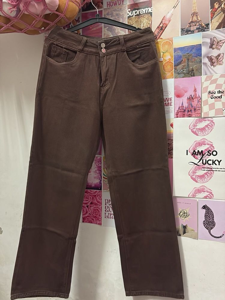 Brown Wide Leg Jeans