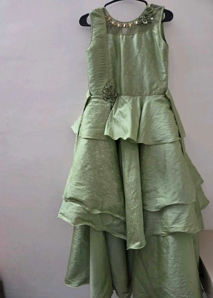 Elegant Sage Green Layered Gown