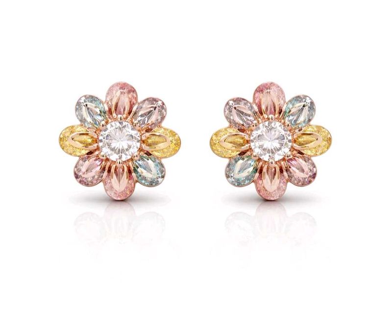 Flower Gemstone Stud Earrings