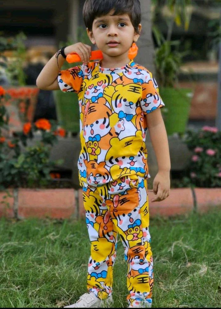 Cute Tiger Print Boys Outfit