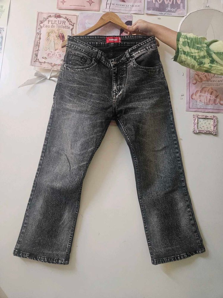 Washed Black Flare Jeans