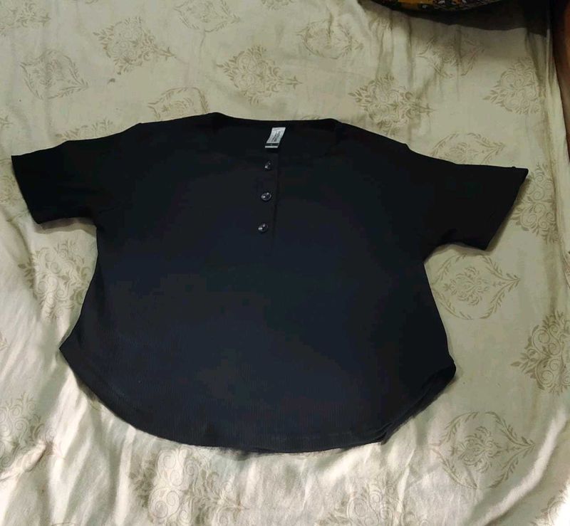 Black Button-Up Top