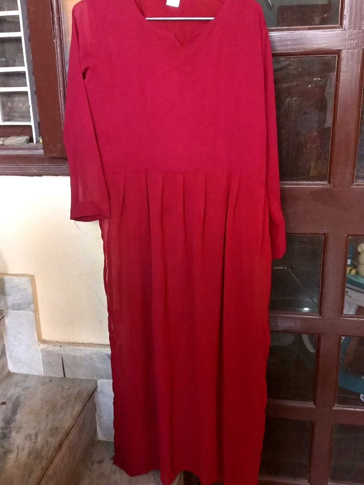 Beautiful Red Ethnic Gown side slits