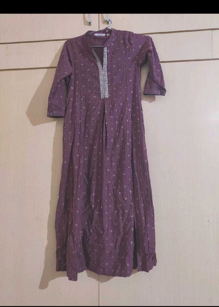 Elegant Purple Printed Kurta