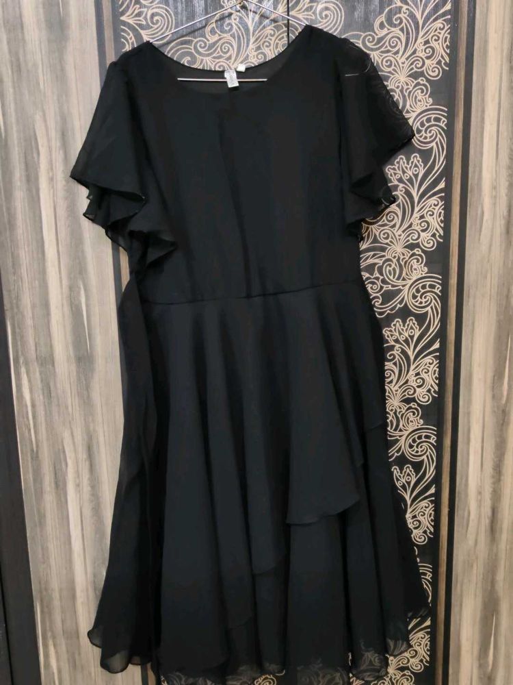 black flared dress