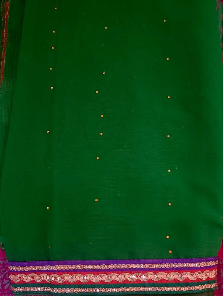 Beautiful Green Saree with Embellishments