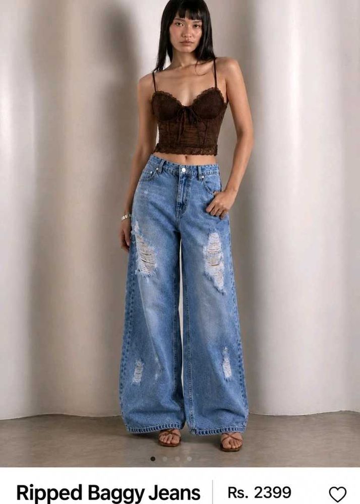 ripped  Wide Leg Jeans freakinks brand