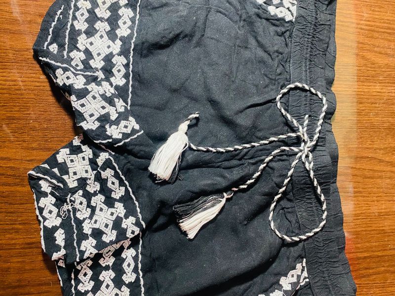 Embroidered Black Shorts