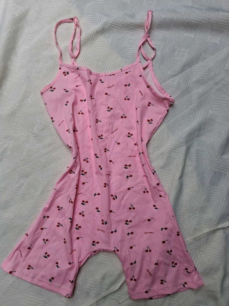 Pink Cherry Print Jumpsuit