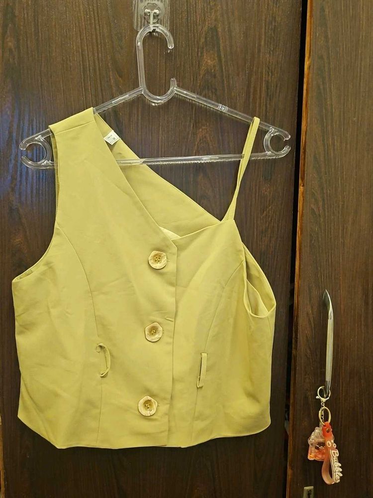 Stylish Asymmetrical Buttoned Top