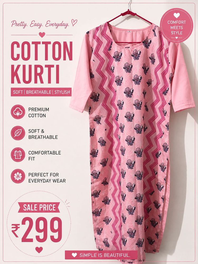 Pretty Pink Cotton Kurti