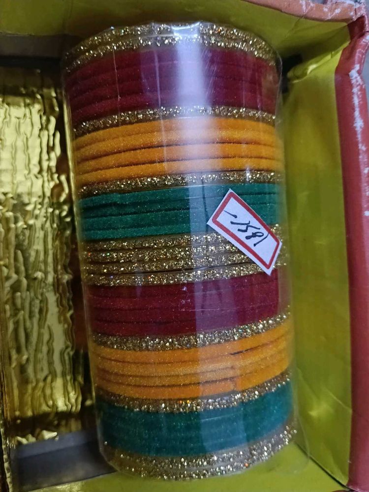 Vibrant Multicolor Velvet Bangles Set