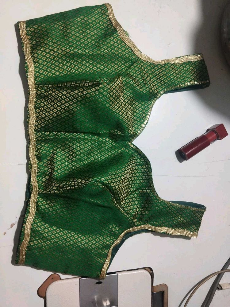 Elegant Green Brocade Blouse