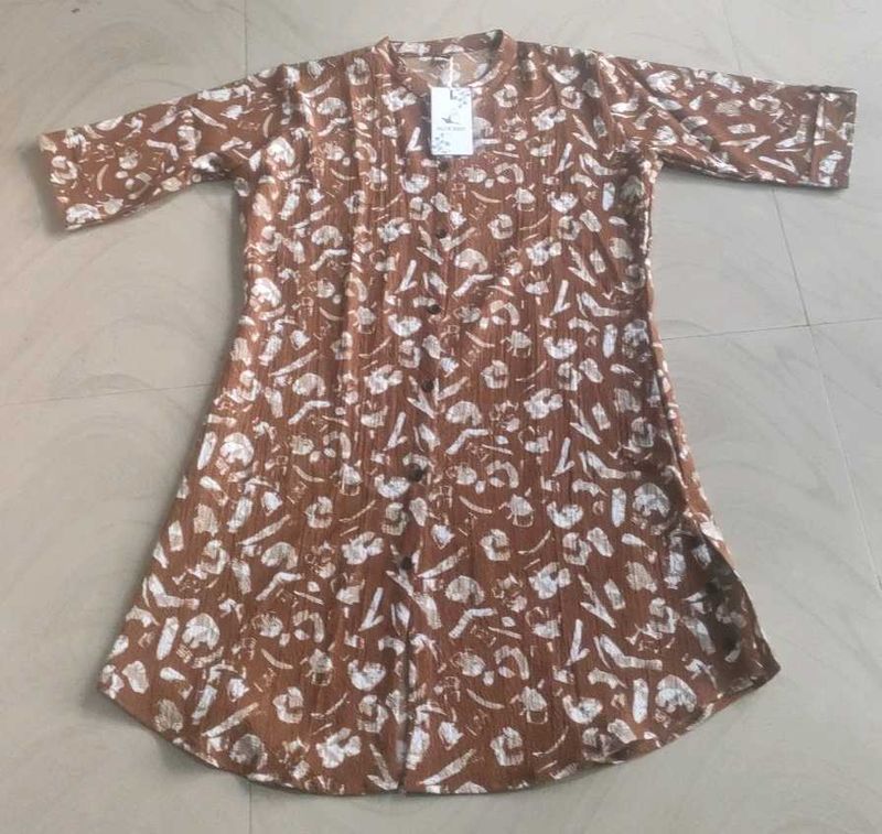 Brown Printed Kurta