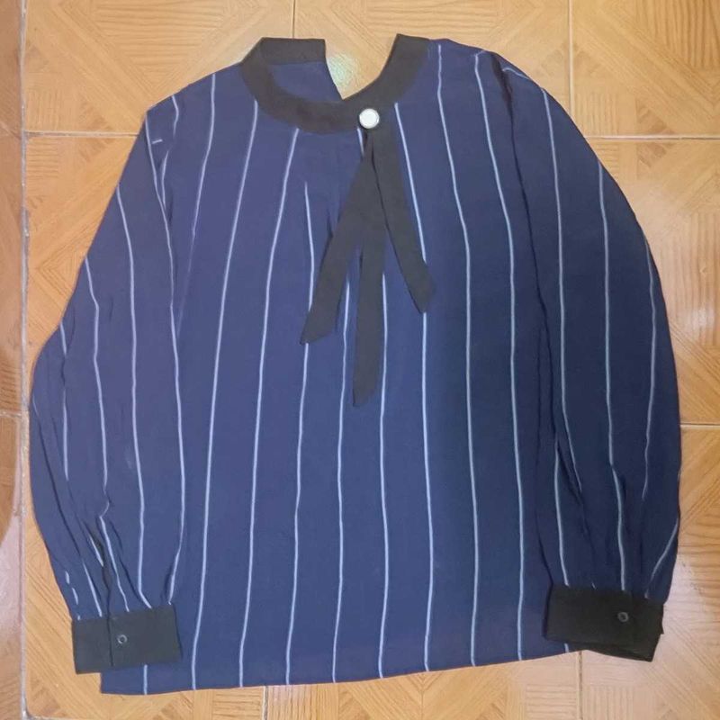 Navy Blue Casual Top For Women