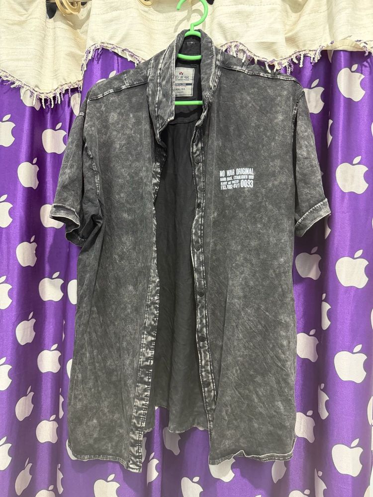Gray Washed Short Sleeve Shirt