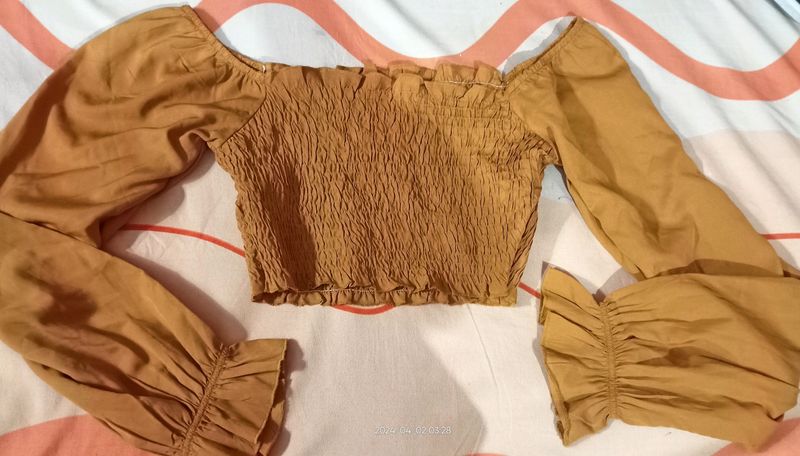 Mustard Ruched Top