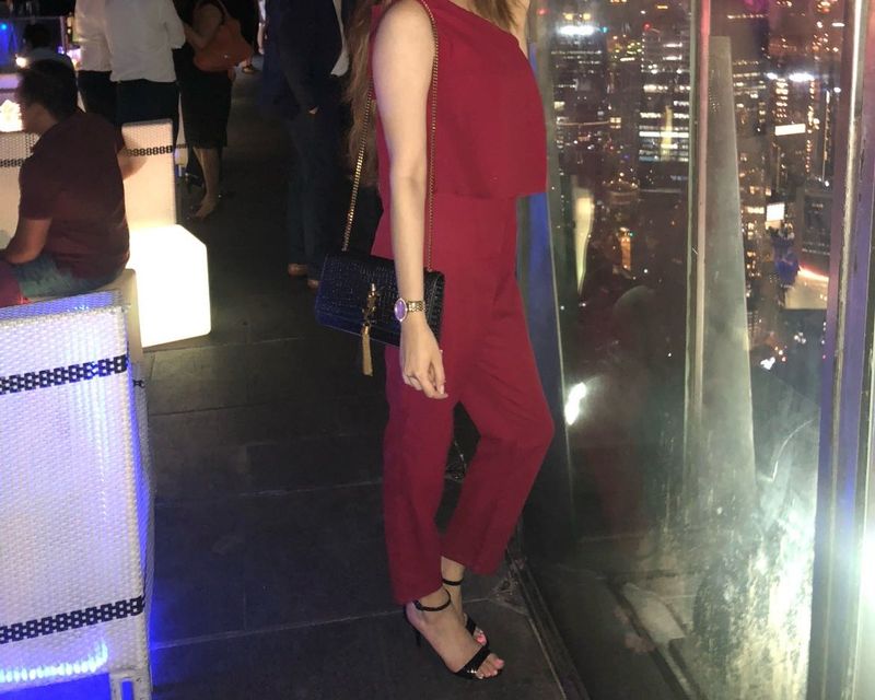 Elegant One Shoulder Red Jumpsuit for Women