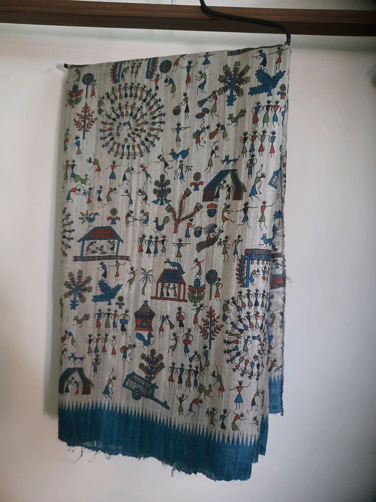 Warli Art Ghicha Tussar Silk Saree with Blouse
