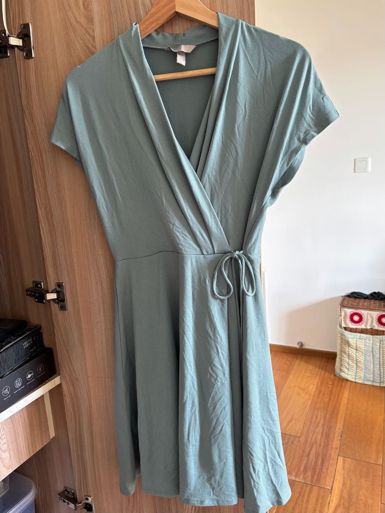 Sea green faux Wrap Dress