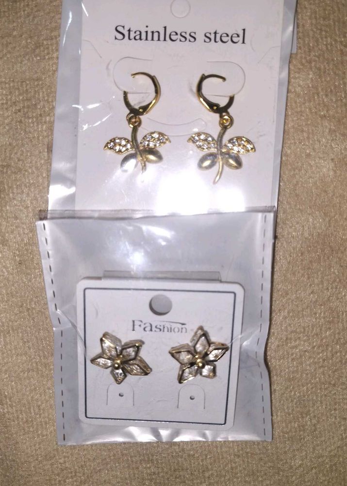 Dragonfly &amp; Flower Earrings Set