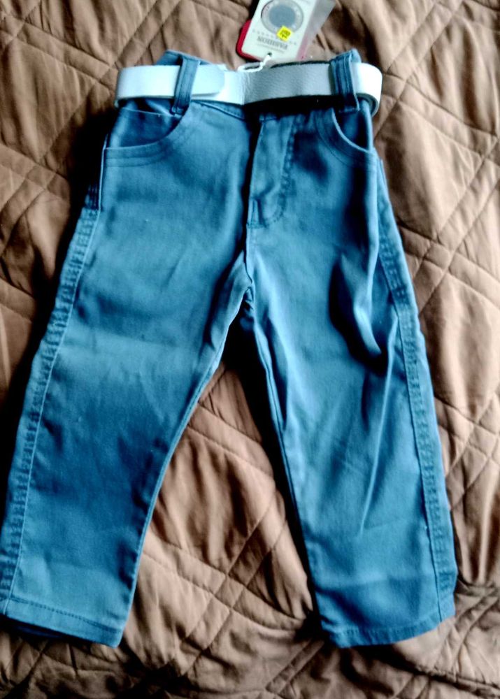 Blue Chino Pants with Belt