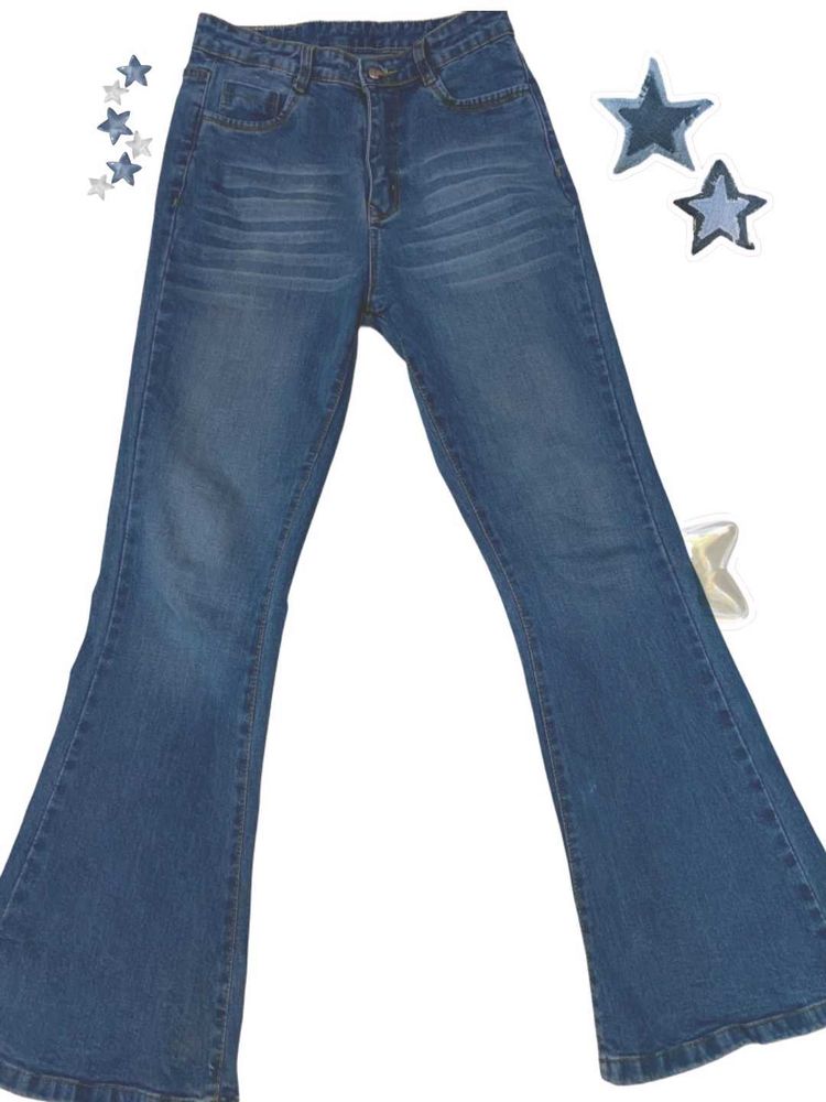 Minimalistic faded pale blue bootcut