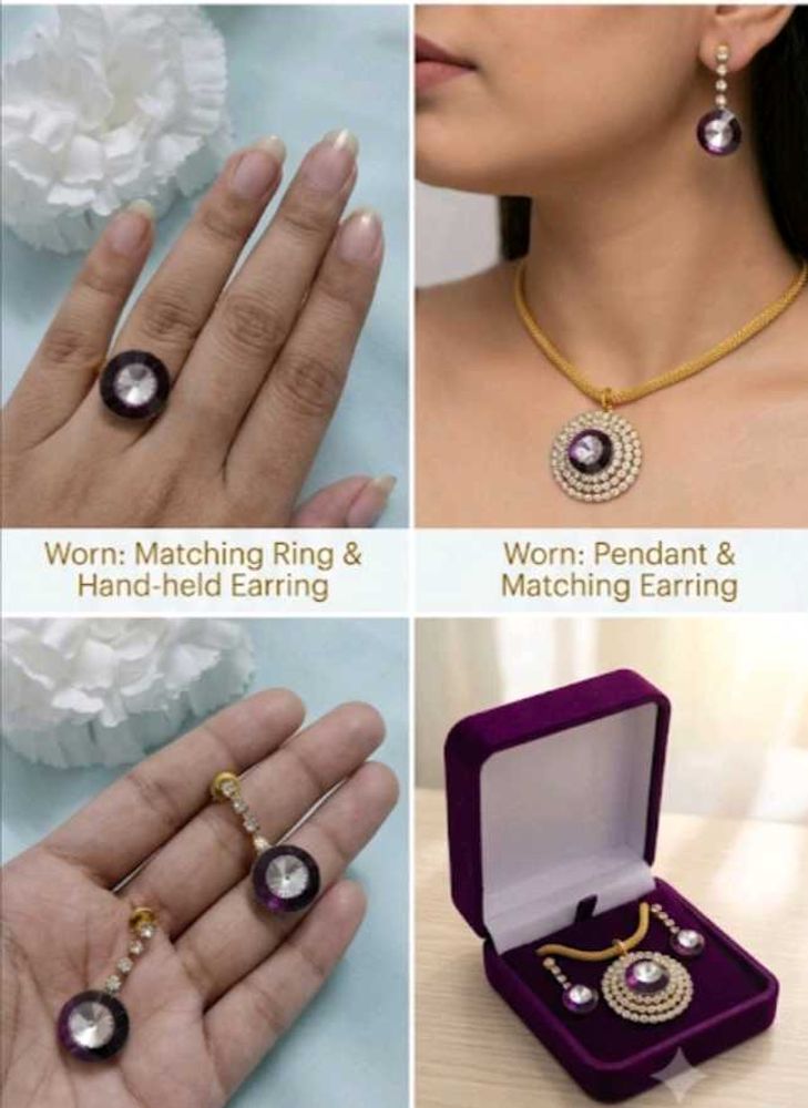 Stunning Purple &amp; Gold Jewel Set