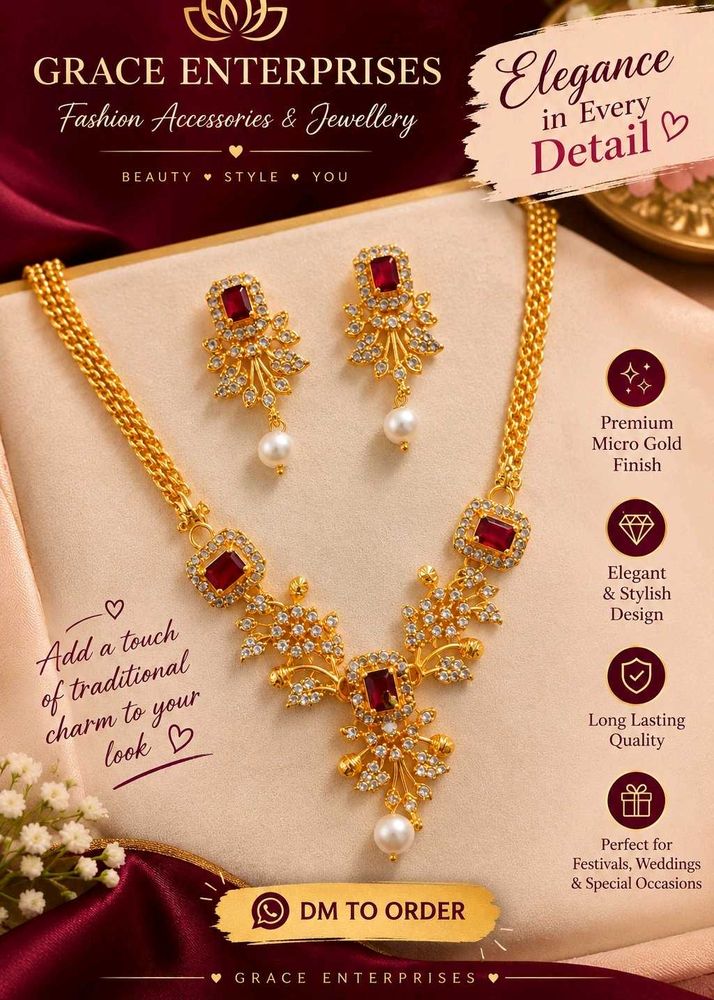 Elegant Gold Finish Necklace &amp; Earring Set