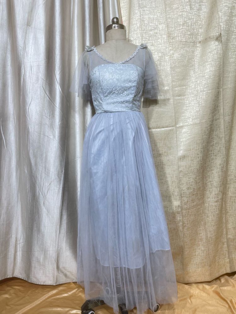 Elegant Grey Tulle Gown