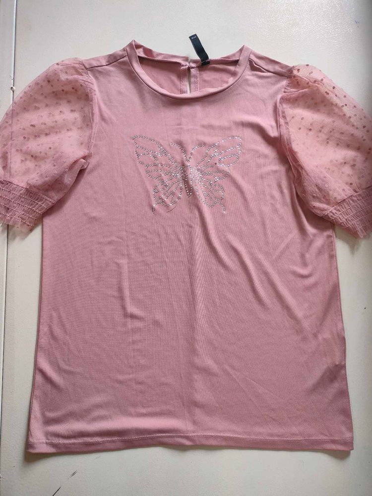 Chic Pink Butterfly Top