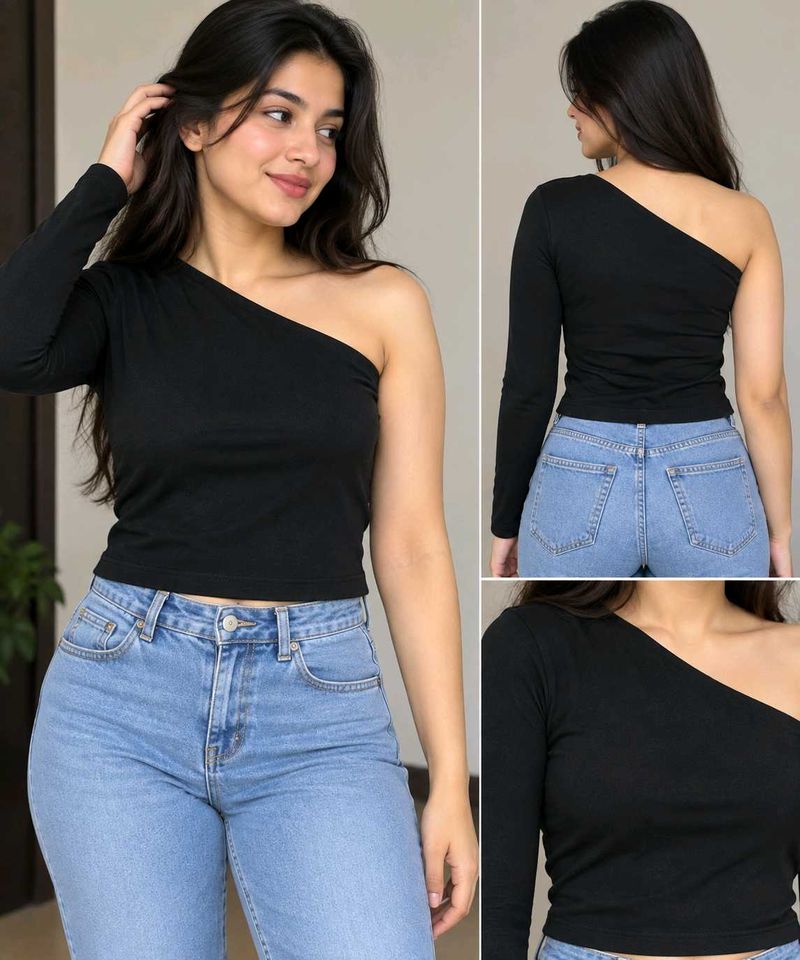 Chic Black One-Shoulder Top