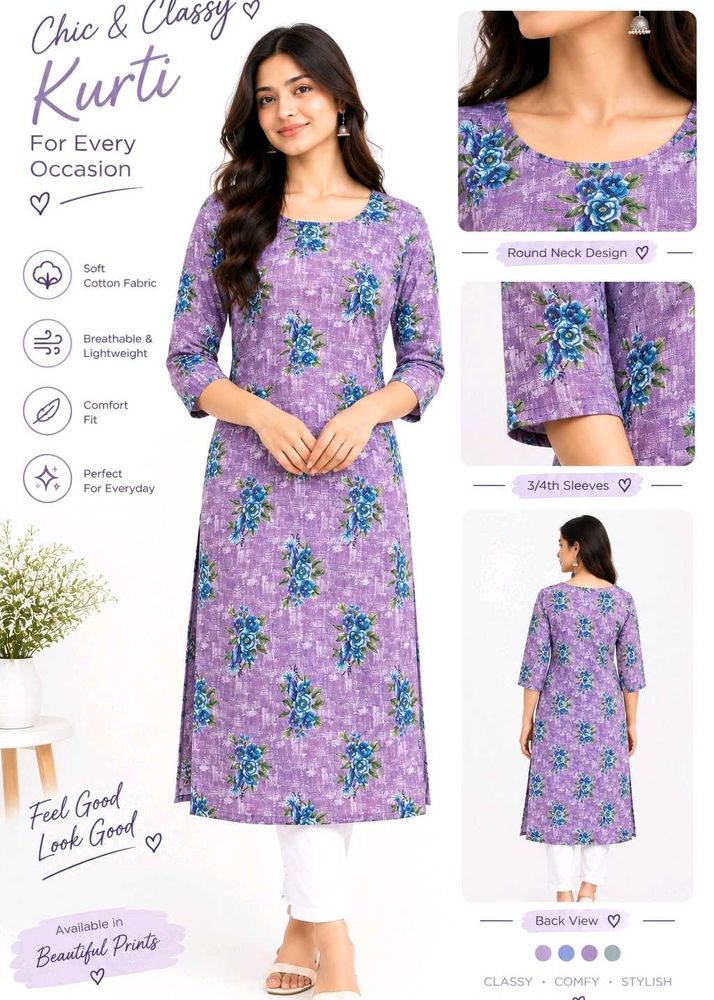 Pretty Floral Print Kurta (XXL) SIZE