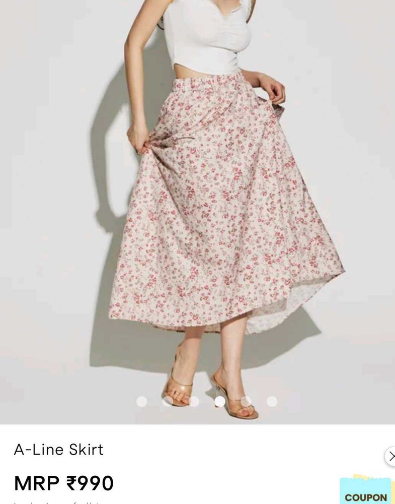 Floral A-Line Midi Skirt