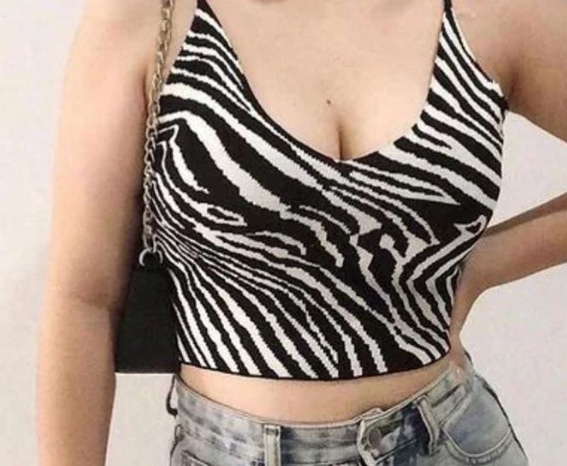 Zebra Print Knit Cami Top