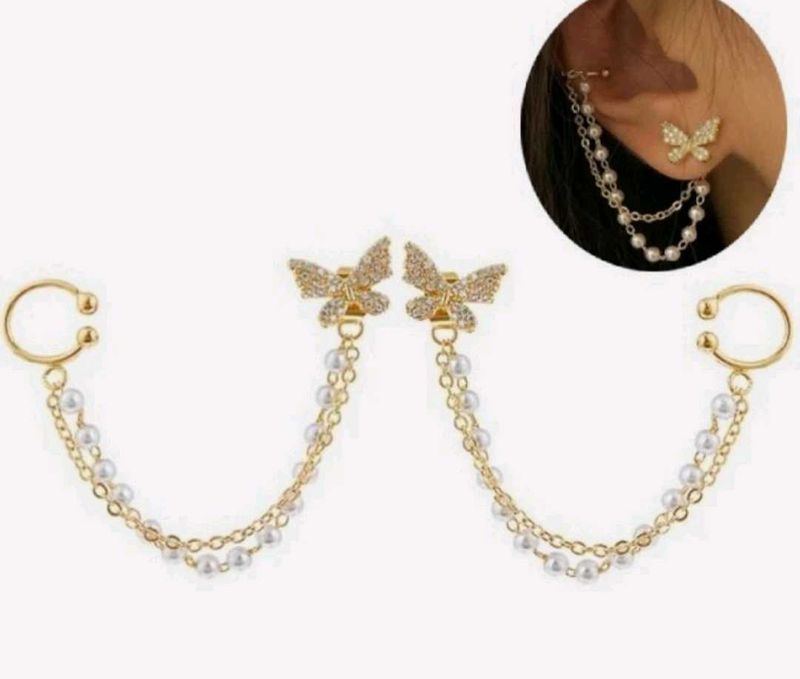 Butterfly Pearl Drop Earrings
