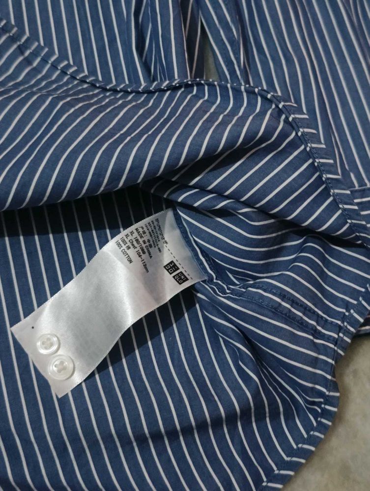 Men's Blue Striped Casual Shirt