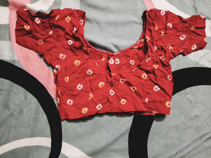 Red Bandhani Print Blouse