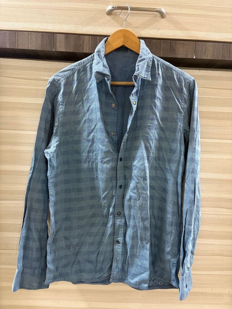 Men's Blue Checkered Casual Shirt