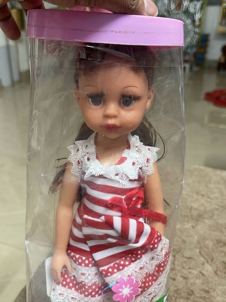 Cute Doll in Red &amp; White Dress