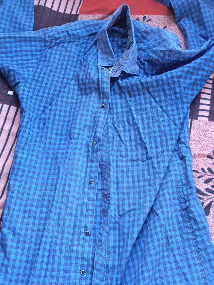 Men's Blue Checkered Shirt