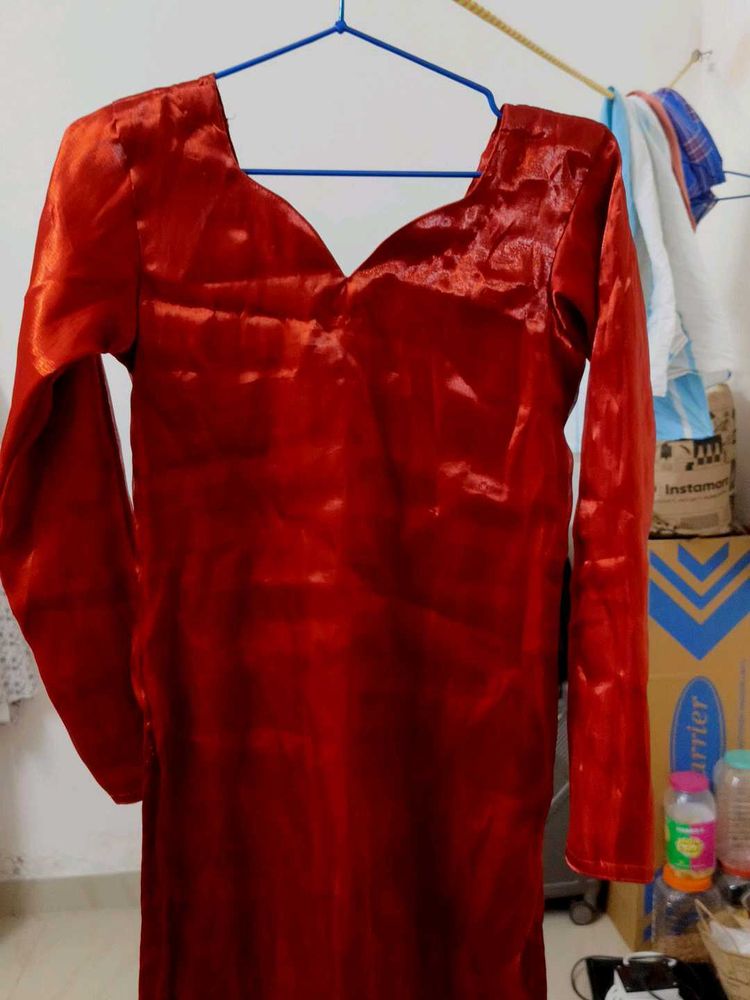 Vibrant Red organza kurti