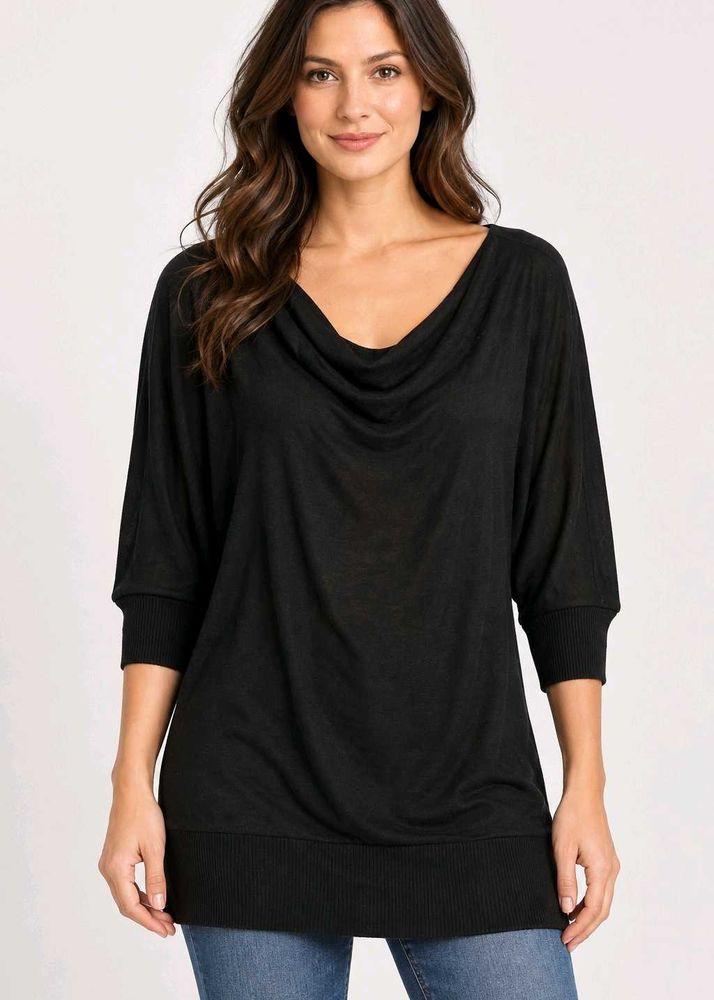 Stylish Black Cowl Neck Top